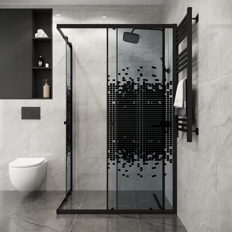 Душевой уголок Niagara Eco NG-1018-14QBLACK 100x80 стекла прозрачные с рисунком, профиль черный матовый Душевой уголок Niagara Eco NG-1018-14QBLACK 100x80 стекла прозрачные с рисунком, профиль черный матовый