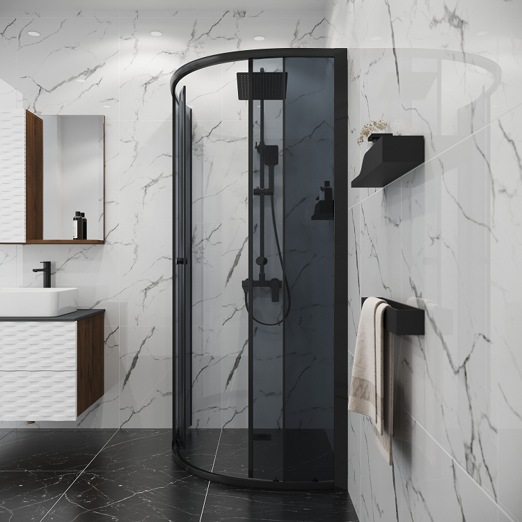 Душевой уголок Niagara Eco NG-1003-14T 80x80 стекла тонированные, профиль черный Душевой уголок Niagara Eco NG-1003-14T 80x80 стекла тонированные, профиль черный