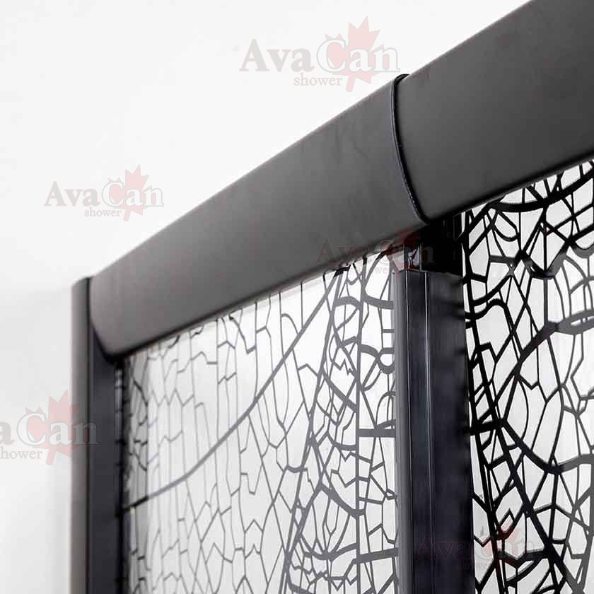 Душевой уголок Avacan KB 100-110 МТ AVA 100x100 стекла матовые с рисунком, профиль черный Душевой уголок Avacan KB 100-110 МТ AVA 100x100 стекла матовые с рисунком, профиль черный