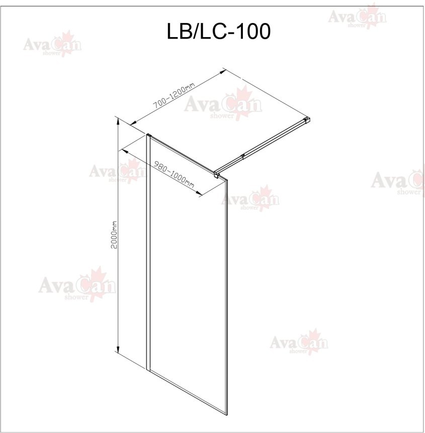 Душевая стенка Avacan LC100 AVA 100x200 стекла с рисунком, профиль хром Душевая стенка Avacan LC100 AVA 100x200 стекла с рисунком, профиль хром