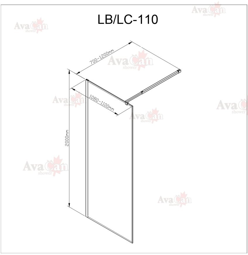 Душевая стенка Avacan LC110MT AVA 110x200 стекла матовые с рисунком, профиль хром Душевая стенка Avacan LC110MT AVA 110x200 стекла матовые с рисунком, профиль хром