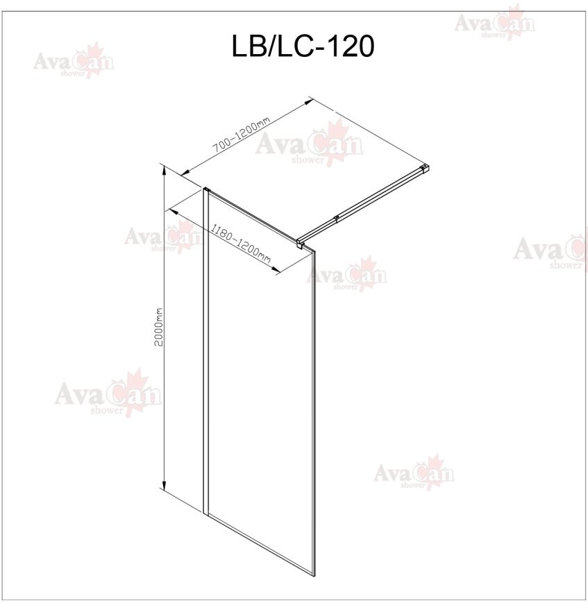 Душевая стенка Avacan LC120 AVA 120x200 стекла с рисунком, профиль хром Душевая стенка Avacan LC120 AVA 120x200 стекла с рисунком, профиль хром