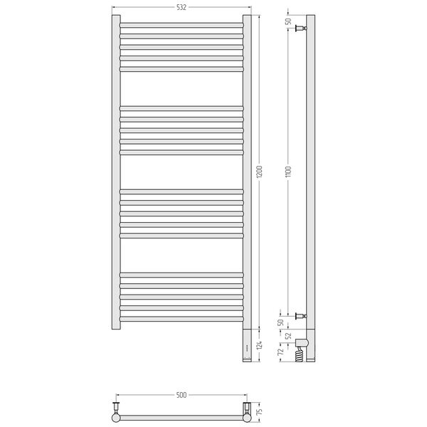 Полотенцесушитель электрический Сунержа Богема 3.0 120x50 / 31-5805-1250 Полотенцесушитель электрический Сунержа Богема 3.0 120x50 / 31-5805-1250