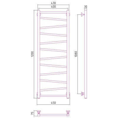 Полотенцесушитель водяной Сунержа Сирокко 120x40 / 00-0253-1240 Полотенцесушитель водяной Сунержа Сирокко 120x40 / 00-0253-1240