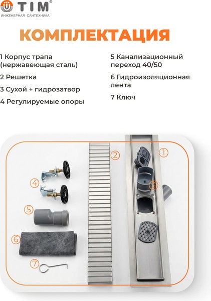 Трап для душа Tim BAD537002 Трап для душа Tim BAD537002