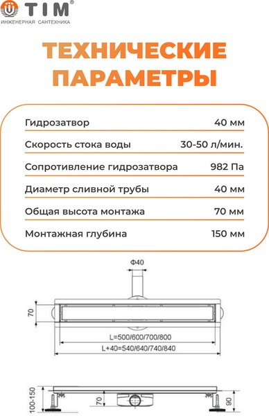 Трап для душа Tim BAD537002 Трап для душа Tim BAD537002