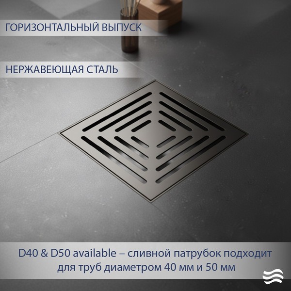 Трап для душа Lauter 2140065-L1GM 150x150 (оружейная сталь) Трап для душа Lauter 2140065-L1GM 150x150 (оружейная сталь)