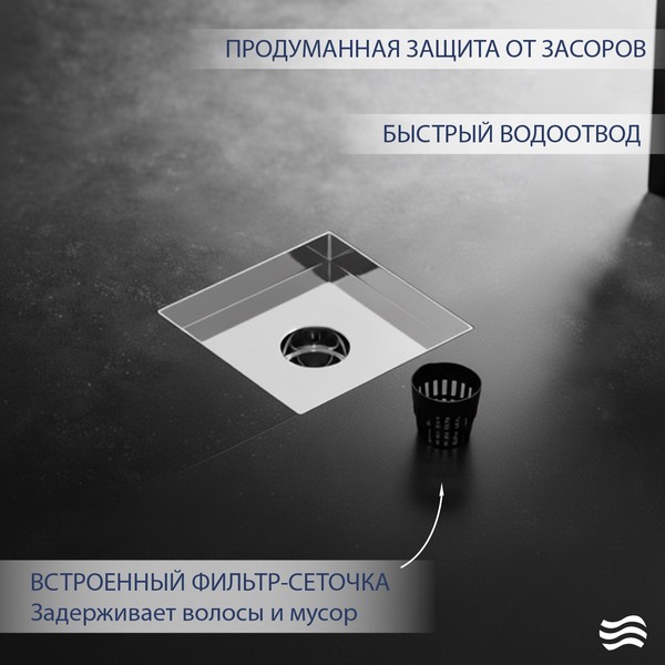 Трап для душа Lauter 214001-K1H 150x150 (хром) Трап для душа Lauter 214001-K1H 150x150 (хром)
