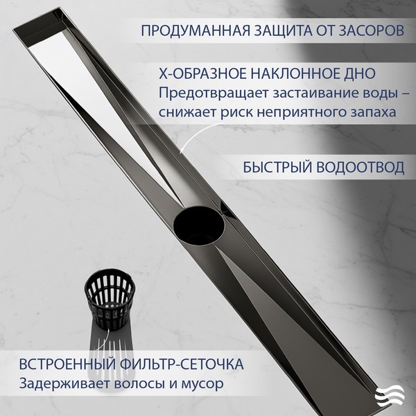 Трап для душа Lauter 2120685-QGGM 800x70 (оружейная сталь) Трап для душа Lauter 2120685-QGGM 800x70 (оружейная сталь)