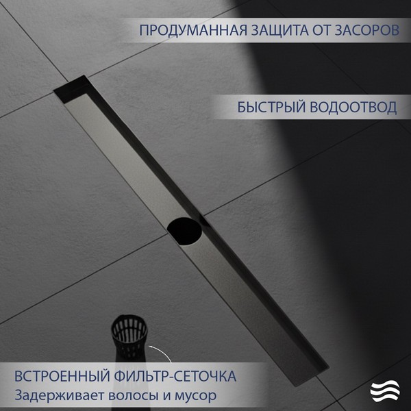 Трап для душа Lauter 2120175-LGM 700x70 (оружейная сталь) Трап для душа Lauter 2120175-LGM 700x70 (оружейная сталь)
