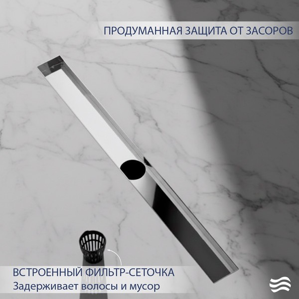 Трап для душа Lauter 2120191-QGH 900x70 (хром) Трап для душа Lauter 2120191-QGH 900x70 (хром)