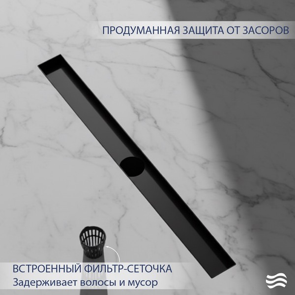 Трап для душа Lauter 2120162-QGMB 600x70 (черный матовый) Трап для душа Lauter 2120162-QGMB 600x70 (черный матовый)