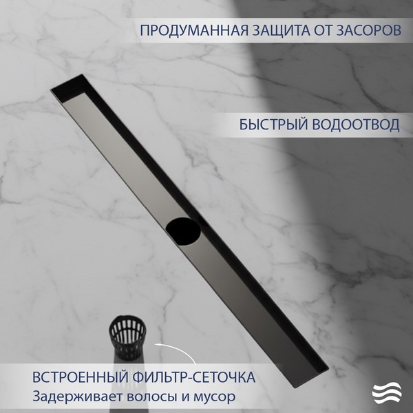 Трап для душа Lauter 210365-1-QGGM 600x55 (оружейная сталь) Трап для душа Lauter 210365-1-QGGM 600x55 (оружейная сталь)