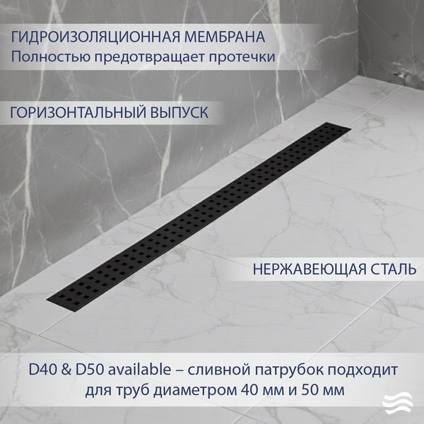Трап для душа Lauter 210362-1-KMB 600x55 (черный матовый) Трап для душа Lauter 210362-1-KMB 600x55 (черный матовый)