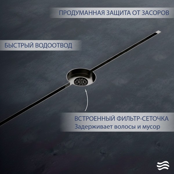 Трап для душа Lauter 210105GM 1500x15 (оружейная сталь) Трап для душа Lauter 210105GM 1500x15 (оружейная сталь)