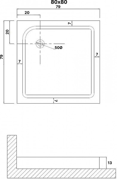 Душевой поддон Niagara NG-P8080-14Q 80x80 Душевой поддон Niagara NG-P8080-14Q 80x80
