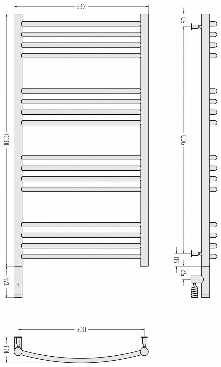 Полотенцесушитель электрический Сунержа Богема 3.0 100x50 / 31-5802-1050 Полотенцесушитель электрический Сунержа Богема 3.0 100x50 / 31-5802-1050