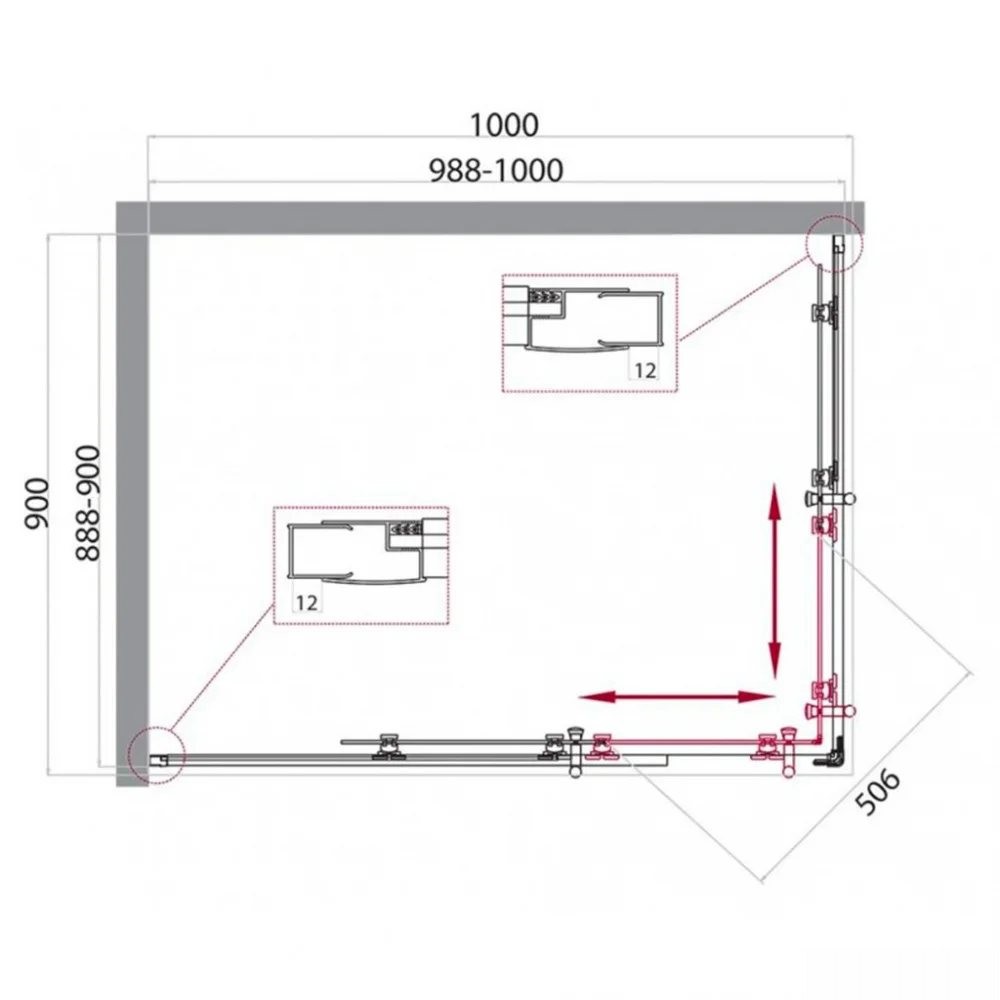 Душевой уголок BelBagno UNO-195-AH-2-100/90-P-Cr Душевой уголок BelBagno UNO-195-AH-2-100/90-P-Cr