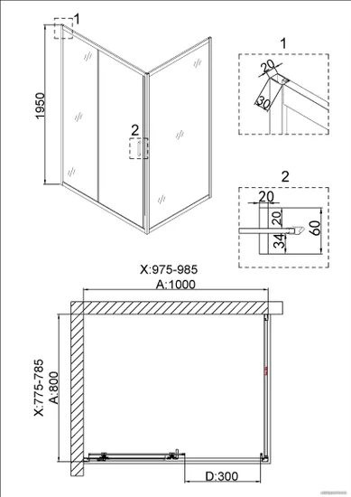 Душевой уголок Niagara NG-6881-08 100x80 (черный) Душевой уголок Niagara NG-6881-08 100x80 (черный)