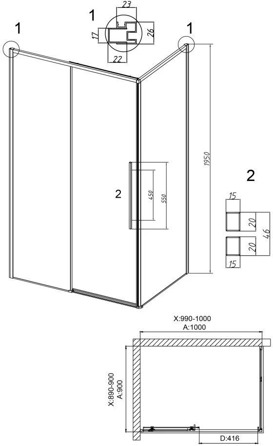 Душевой уголок Grossman Galaxy 100x90x195 / 120.K33.01.1090.21.02 (черный матовый/стекло шиншилла) Душевой уголок Grossman Galaxy 100x90x195 / 120.K33.01.1090.21.02 (черный матовый/стекло шиншилла)