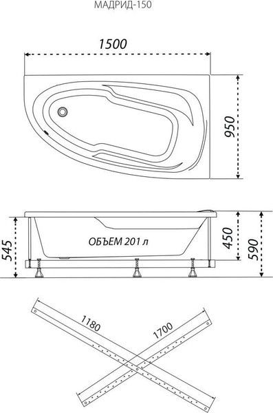 Ванна акриловая Triton Мадрид 150 R Ванна акриловая Triton Мадрид 150 R