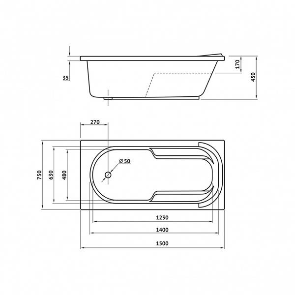 Ванна акриловая Berges Lumbo 150x75 / 050004 (с каркасом) Ванна акриловая Berges Lumbo 150x75 / 050004 (с каркасом)