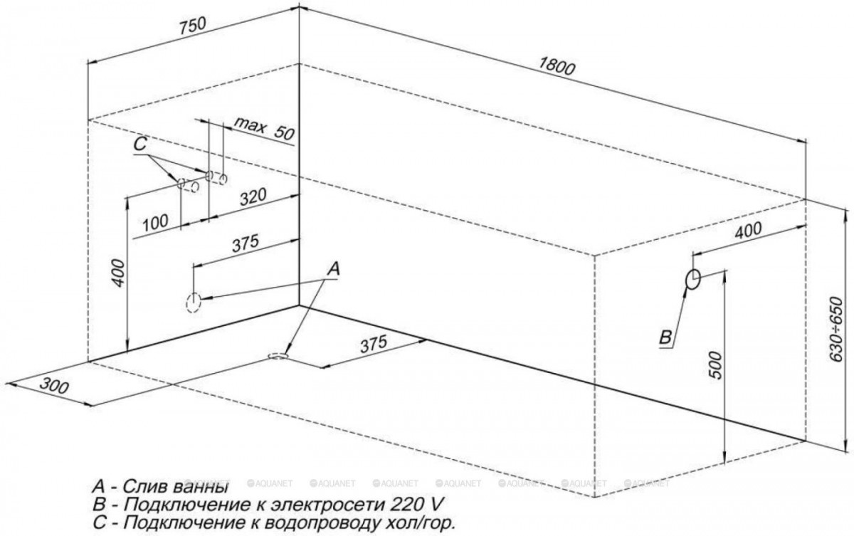 Ванна акриловая Aquanet Viola 180x75 Ванна акриловая Aquanet Viola 180x75