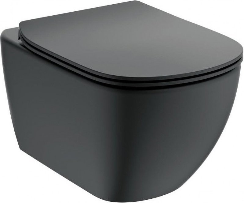 Унитаз подвесной Ideal Standard Tesi AQUABLADE 36,5x53,5 сиденье Silk Black, Slim SoftClose, черный Унитаз подвесной Ideal Standard Tesi AQUABLADE 36,5x53,5 сиденье Silk Black, Slim SoftClose, черный