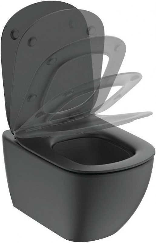 Унитаз подвесной Ideal Standard Tesi AQUABLADE 36,5x53,5 сиденье Silk Black, Slim SoftClose, черный Унитаз подвесной Ideal Standard Tesi AQUABLADE 36,5x53,5 сиденье Silk Black, Slim SoftClose, черный
