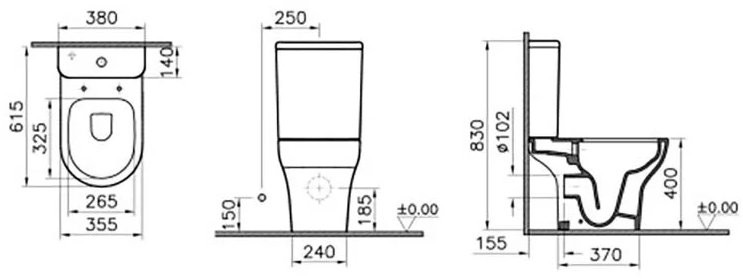 Унитаз-компакт Vitra Zentrum Open Back 9824B003-7219 38x61,5 сиденье дюропласт, микролифт Унитаз-компакт Vitra Zentrum Open Back 9824B003-7219 38x61,5 сиденье дюропласт, микролифт
