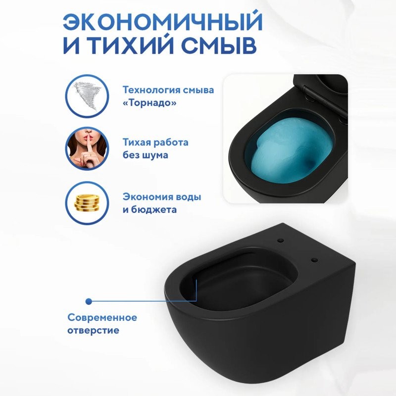 Унитаз подвесной Amore di Mare Delio Tornado P203MB-T 36x49 сиденье дюроласт, микролифт, черный матовый Унитаз подвесной Amore di Mare Delio Tornado P203MB-T 36x49 сиденье дюроласт, микролифт, черный матовый
