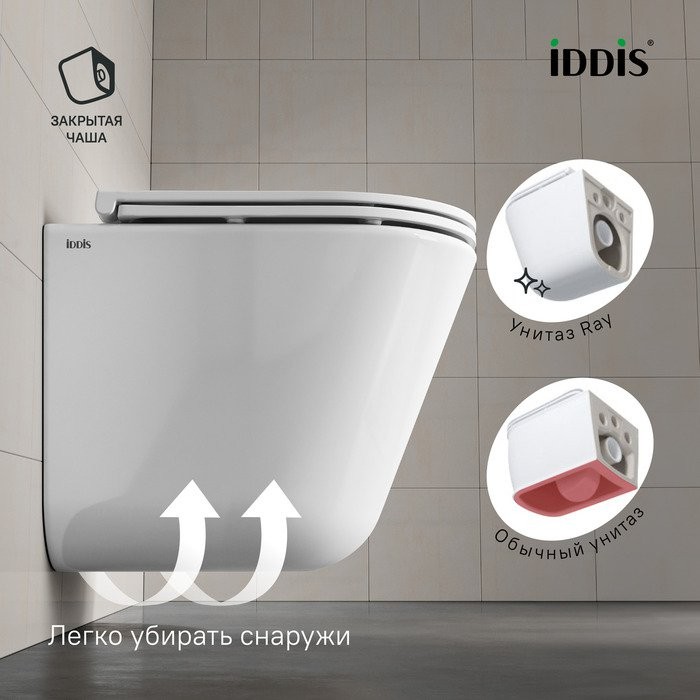 Унитаз подвесной Iddis Ray RAYRDSEi25 35,5x51,5 сиденье дюропласт, микролифт Унитаз подвесной Iddis Ray RAYRDSEi25 35,5x51,5 сиденье дюропласт, микролифт