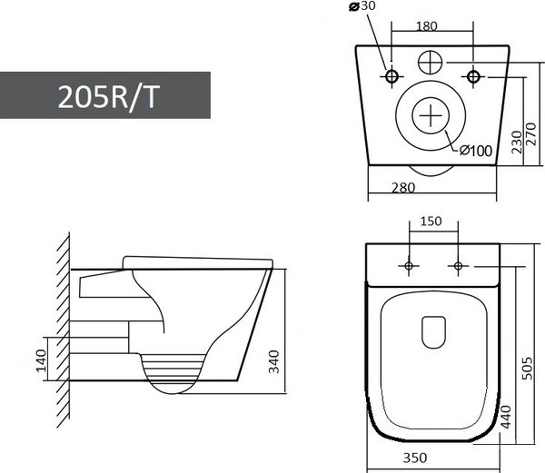 Унитаз подвесной Grado GD-W205T (с сиденьем) Унитаз подвесной Grado GD-W205T (с сиденьем)