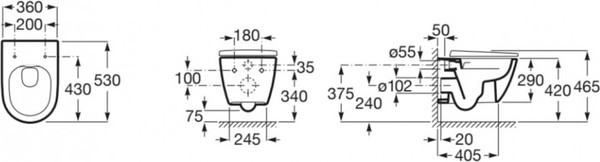 Унитаз подвесной Roca Ona Rimless 530 / A346687000 (без сиденья) Унитаз подвесной Roca Ona Rimless 530 / A346687000 (без сиденья)