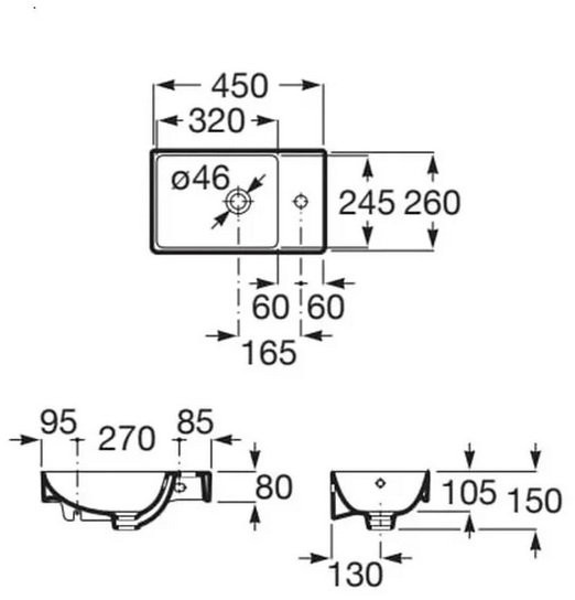 Умывальник Roca Ona 327681000 45х26 Умывальник Roca Ona 327681000 45х26