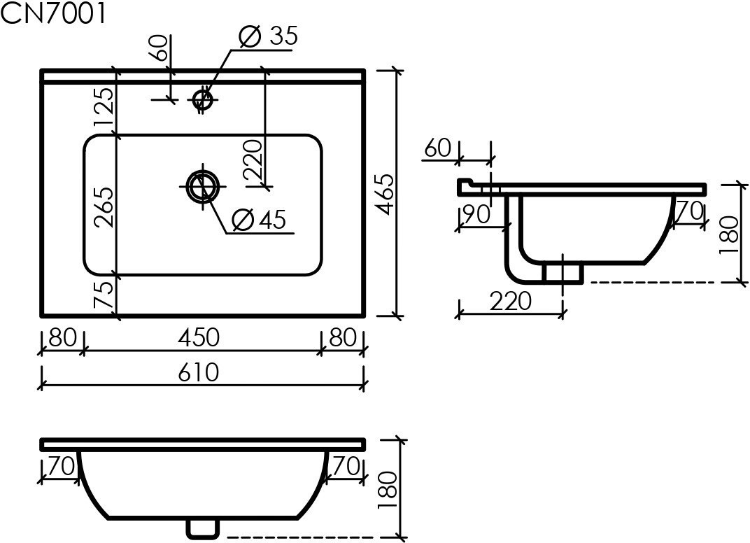 Умывальник CeramicaNova Element CN7001 61x46,5 Умывальник CeramicaNova Element CN7001 61x46,5