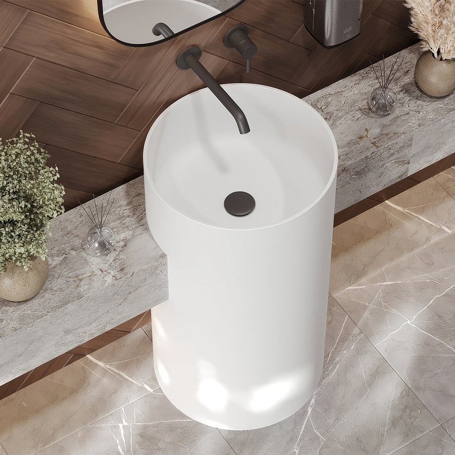 Умывальник Белюкс Осло-2 45x85 белый матовый, Solid Surface Умывальник Белюкс Осло-2 45x85 белый матовый, Solid Surface