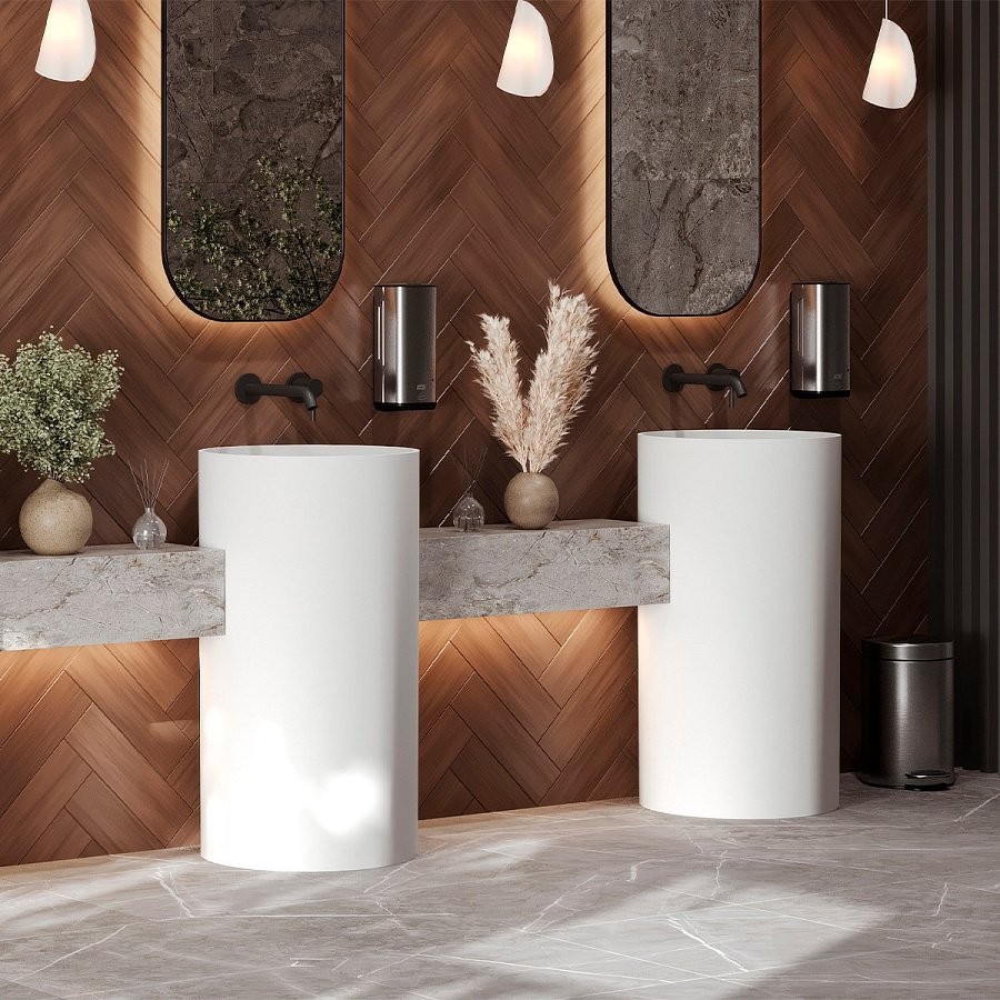 Умывальник Белюкс Осло-2 45x85 белый матовый, Solid Surface Умывальник Белюкс Осло-2 45x85 белый матовый, Solid Surface