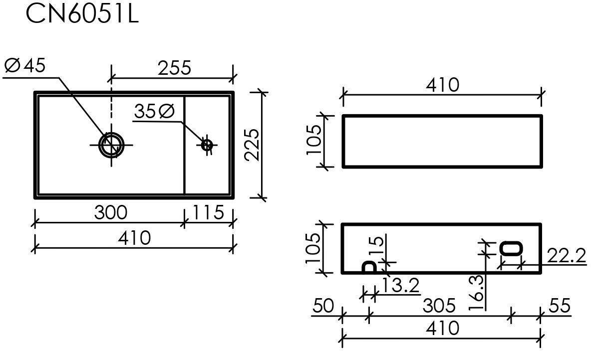 Умывальник накладной Ceramicanova Element CN6051L левый, белый Умывальник накладной Ceramicanova Element CN6051L левый, белый