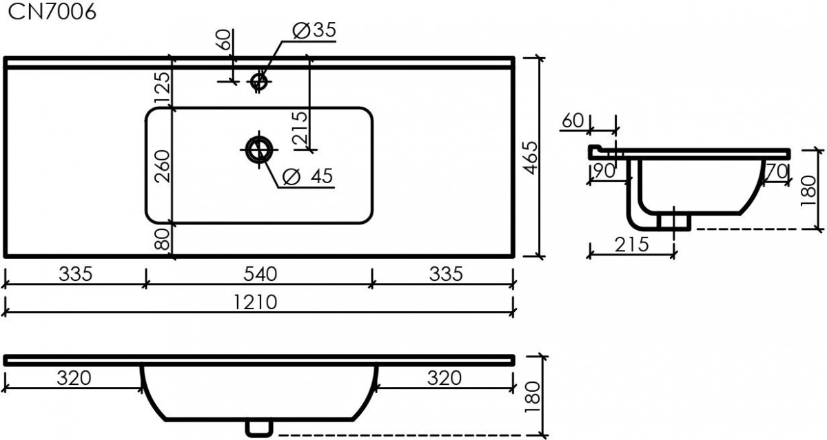 Умывальник CeramicaNova Element CN7006 121x46,5 Умывальник CeramicaNova Element CN7006 121x46,5