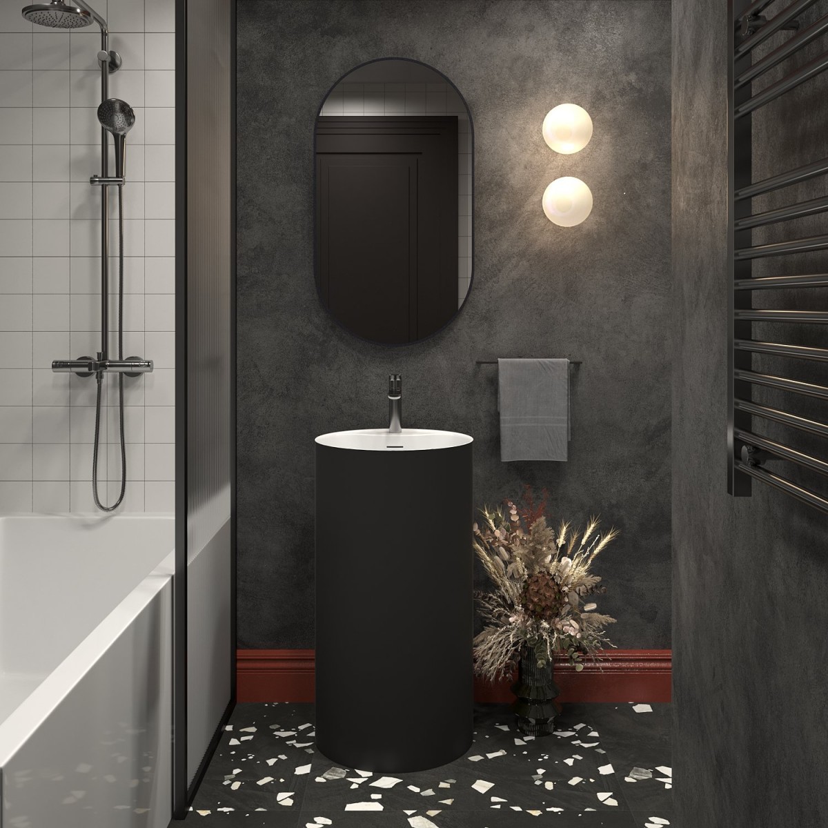 Умывальник напольный Wellsee Chalice Perfection 45x45 черный матовый Умывальник напольный Wellsee Chalice Perfection 45x45 черный матовый