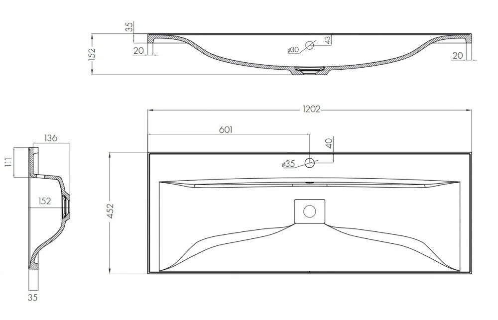 Умывальник Акватон Айрис M 120x45,2 белый Умывальник Акватон Айрис M 120x45,2 белый