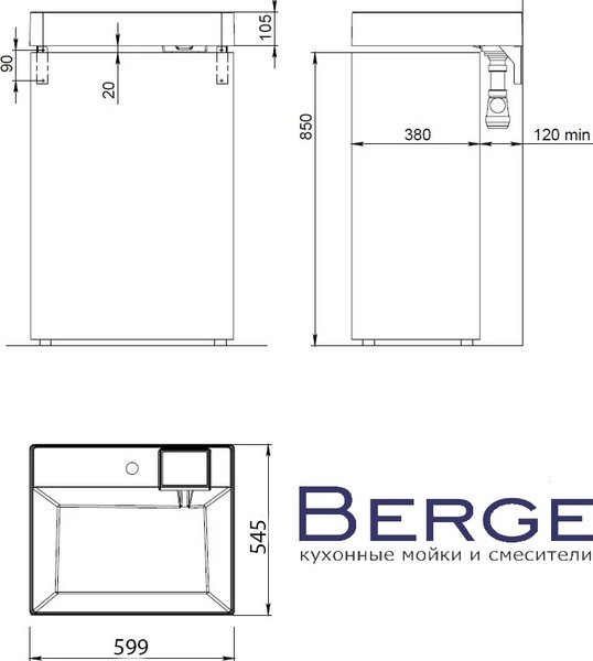 Умывальник Berge BRS-6055 Prima (белый) Умывальник Berge BRS-6055 Prima (белый)