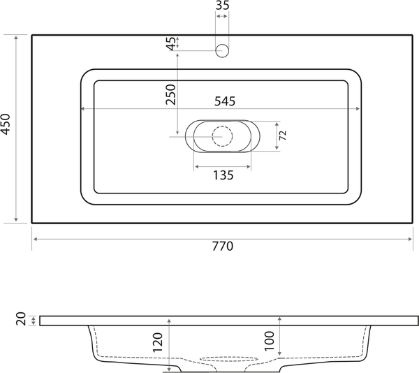 Умывальник Madera Modul 80 (без отверстия) Умывальник Madera Modul 80 (без отверстия)