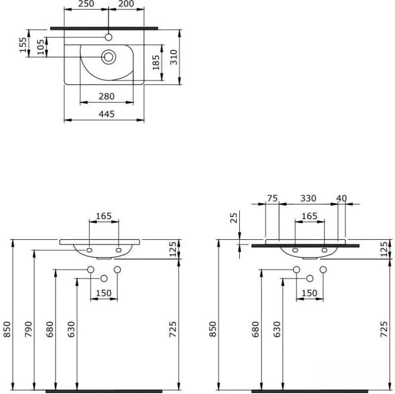 Умывальник Berges Small 45x31 182008 Умывальник Berges Small 45x31 182008