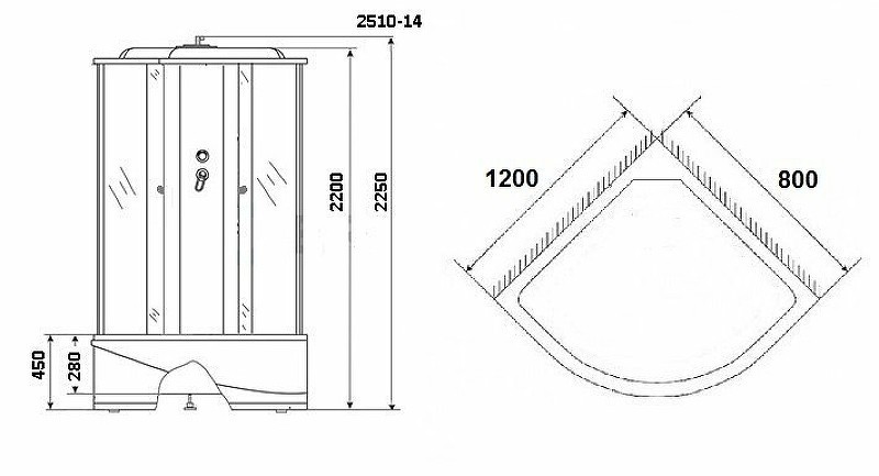Душевая кабина Niagara NG-2510-14R 120x80x215 (тонированное стекло) Душевая кабина Niagara NG-2510-14R 120x80x215 (тонированное стекло)
