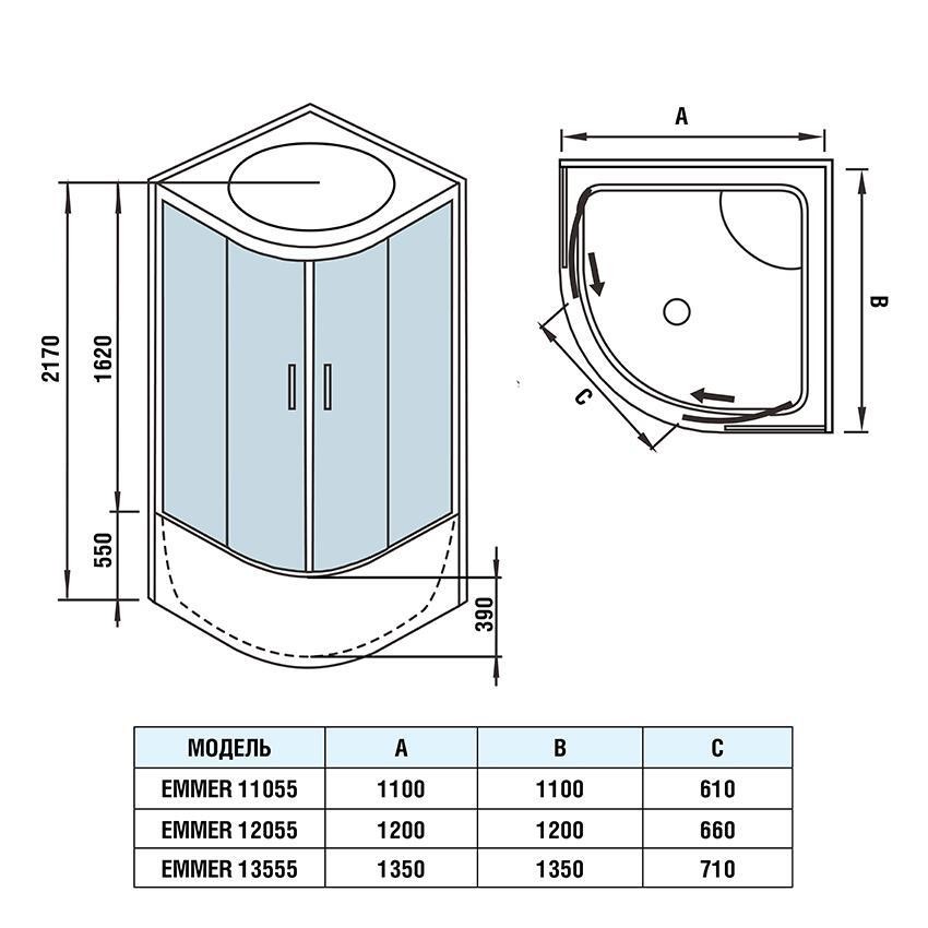 Душевая кабина WeltWasser WW500 Emmer 11055 Душевая кабина WeltWasser WW500 Emmer 11055