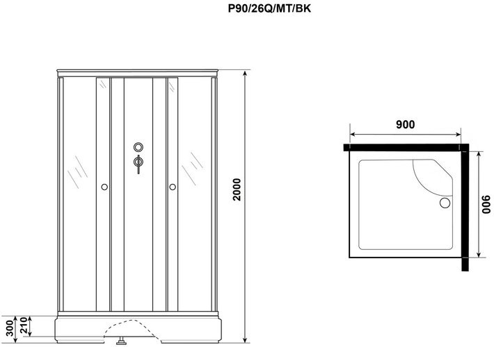 Душевая кабина Niagara Promo P90/26Q/MT/BK 90x90x195 Душевая кабина Niagara Promo P90/26Q/MT/BK 90x90x195