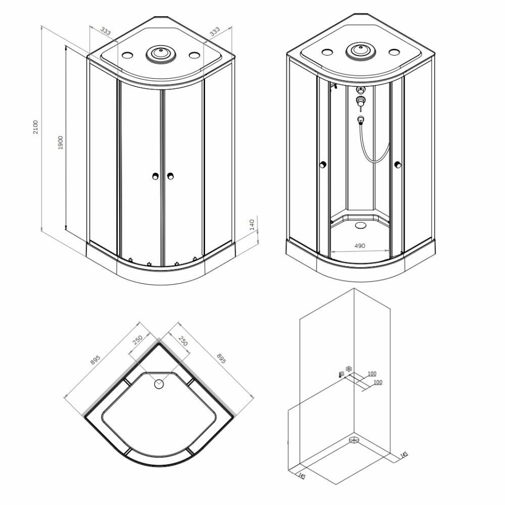 Душевая кабина AM.PM X-Joy 90x90 / W94C-401-090BT (черный матовый/прозрачное стекло) Душевая кабина AM.PM X-Joy 90x90 / W94C-401-090BT (черный матовый/прозрачное стекло)