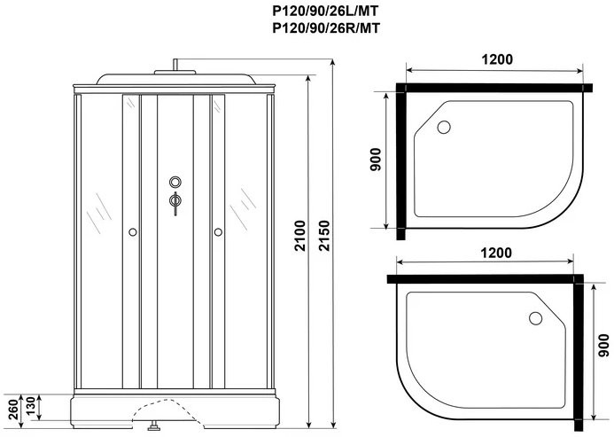 Душевая кабина Niagara Promo P120/90/26L/MT 120x90x215 Душевая кабина Niagara Promo P120/90/26L/MT 120x90x215
